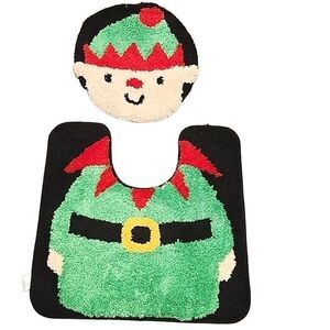 At Home Christmas Elf Toilet Seat  Cover & Rug Set